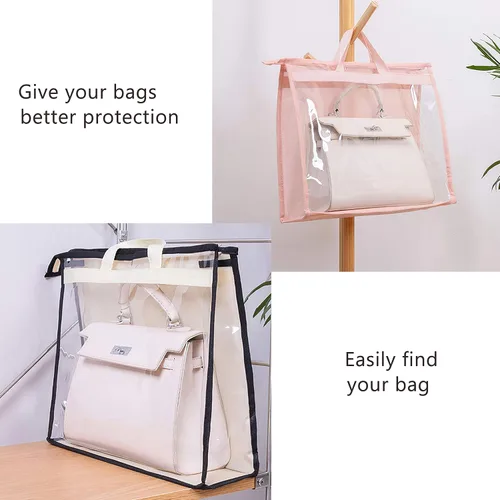 Miniatura 7 de Vercord Bolso de PVC transparente sin polvo, a prueba de humedad, organizador de bolsa de almacenamiento con asa y cremallera, ahorra espacio