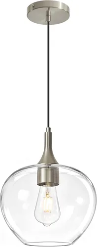 Miniatura 19 de Glass Pendant Lights Kitchen Island, 11'' Brass Gold Pendant Lighting Fixtures, Modern Hanging Ceiling Light with Striped Clear Glass Shade for