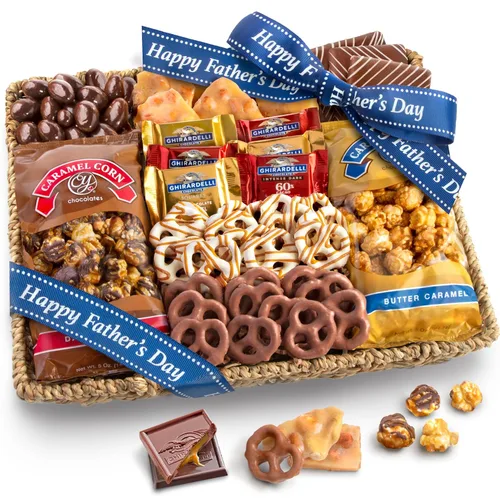 Miniatura 8 de A Gift Inside - Cesta de regalo grande de chocolate, caramelo y dulces crujientes con aperitivos, pretzels, Ghirardelli y nueces cubiertas