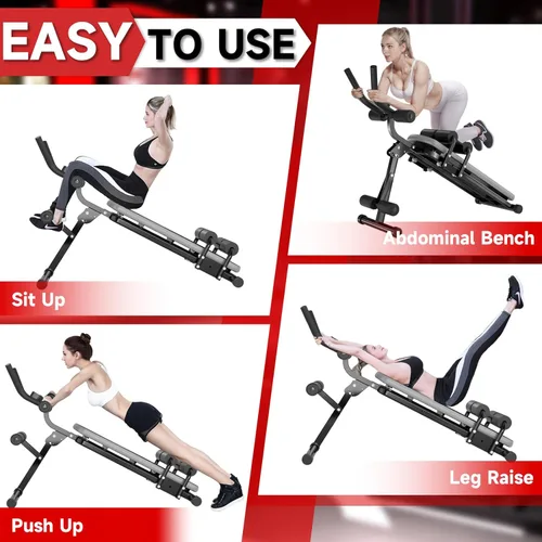 Miniatura 8 de Bigzzia Máquina de abdominales, 5 en 1 ajustable, banco de entrenamiento abdominal, entrenador de abdomen para entrenamiento de estómago, máquina