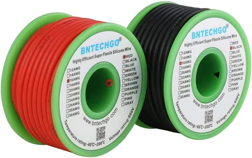 Miniatura 2 de BNTECHGO Carrete de alambre de silicona de calibre 16, rojo de 25 pies y negro de 25 pies, cable de cobre estañado trenzado flexible de 16 AWG