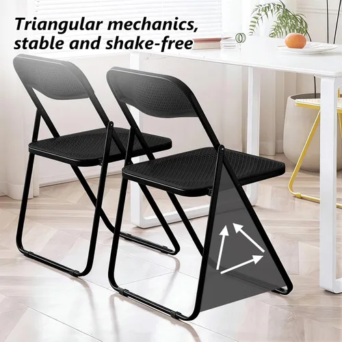 Miniatura 7 de Paquete de 2 sillas plegables de plástico, sillas plegables de plástico, sillas de fiesta portátiles para interiores y exteriores, asientos