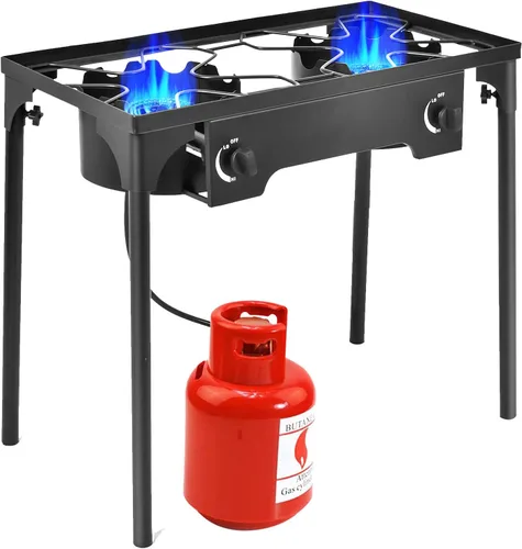 Miniatura 10 de Giantex Estufa de un solo quemador al aire libre, soporte de quemador de alta presión máx. 100,000 BTU, regulador de 0-20 PSI patas desmontables