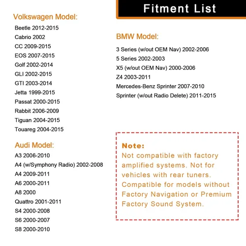 Miniatura 6 de Arnés de cableado de radio estéreo con adaptador de antena de repuesto para Volkswagen, VW, BMW, Audi Reemplazo del mercado de accesorios Instalar