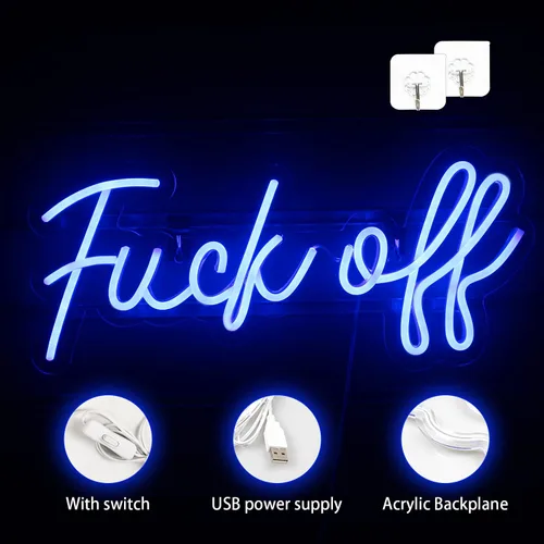 Miniatura 4 de Lucunstar Letrero de neón para decoración de pared, luces LED azules para decoración de pared, letreros de neón regulables, funciona