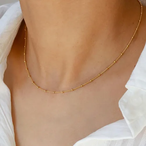 Miniatura 4 de M MOOHAM Collares de oro para mujer a la moda, collar con colgante personalizado, cadena de satélite delicada Collar chapado en oro de 16 quilates