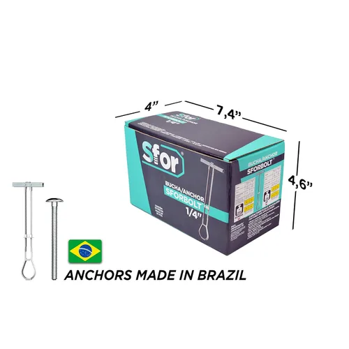 Miniatura 3 de SFOR Paquete de 60 anclajes de perno de palanca de 1/4 pulgadas Anclajes para paneles de yeso, tornillos para paneles de yeso, anclajes de pared