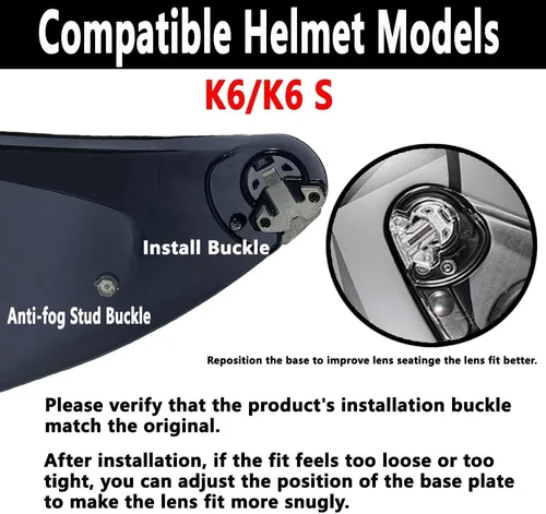 Miniatura 3 de BSTOP K6 Shield Visor para AGV K6 K6S Protector facial con protección UV Parabrisas Moto Casco Accesorios (Solo uso diario)
