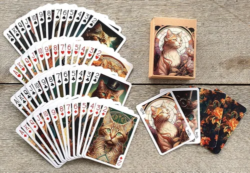 Miniatura 3 de Art Nouveau Gato Retratos Naipes (Poker Deck 54 Cartas Todas Diferentes) Art Nouveau Art Deco Retratos de Gatos Victorianos Carteles Artnouveaucat
