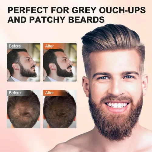 Miniatura 6 de Acosexy Polvo para cubrir las raíces del cabello y la barba, color marrón oscuro para cejas de mujer, cobertura de cabello gris para hombres, puntos