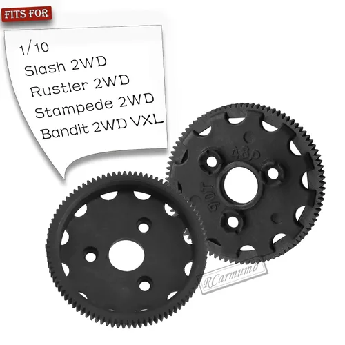 Miniatura 2 de RC 48P 90T Pieza de mejoras de engranajes rectos para 1/10 Slash Rustler Stampede Bandit 2WD VXL XL-5, nailon resistente 5PCS 90T Spur Gear Hops Up