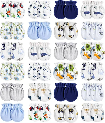 Geyoga 24 pares de manoplas para bebé recién nacido sin rasguños, manoplas suaves elásticas para bebés de 0 a 6 meses, para niño o niña