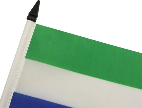 Miniatura 5 de AZ FLAG Sierra Leone Bandera de mesa 5'' x 8'' - Bandera de escritorio de Sierra Leona 21 x 14 cm - Bastón y base de plástico negro