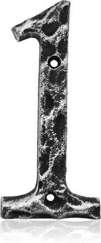 Miniatura 8 de Números de casa de 5.5 pulgadas, número único de dirección de metal de hierro fundido para puerta exterior o delantera, acabado plateado antiguo