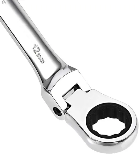 Miniatura 4 de uxcell Llave combinada de trinquete de cabeza flexible de 0.472 in métrica 72 dientes 12 puntos trinquete caja terminada herramientas de llave