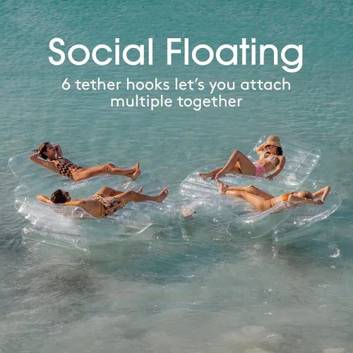 Miniatura 5 de FUNBOY Flotador de Piscina Tumbona Chaise Gigante Súper Transparente, Tamaño para 1-2 Personas