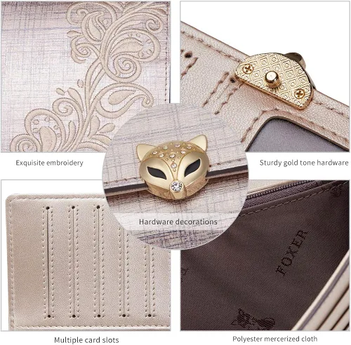 Miniatura 4 de Carteras de mano de cuero para mujer con triple pliegue carteras grandes