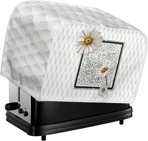 Miniatura 6 de Daisy Print 2 Slice Tostador Cover White Anti-Sputtering Pan Tostador Cover Cover Cover Dust Cover Pequeño Protector Lavable Electrodomésticos