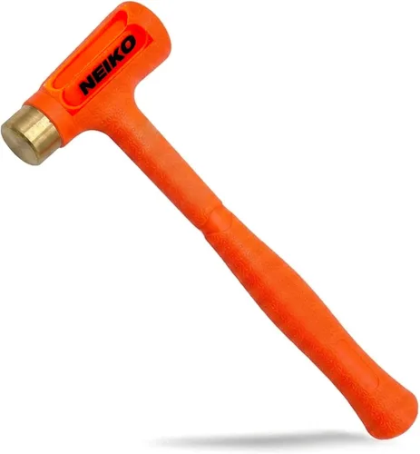 Miniatura 13 de NEIKO 02849A - Martillo de soplado muerto de 4 libras, naranja neón Moldeado unibody Agarre a cuadros Resistente a chispas y rebote