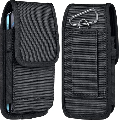 ykooe Funda de Nylon para Cinturón de Teléfono Celular Compatible con iPhone 17 Pro Max, Galaxy S25/S24/S23/S22 Ultra A16 A15 A14 A13, Moto G Negro