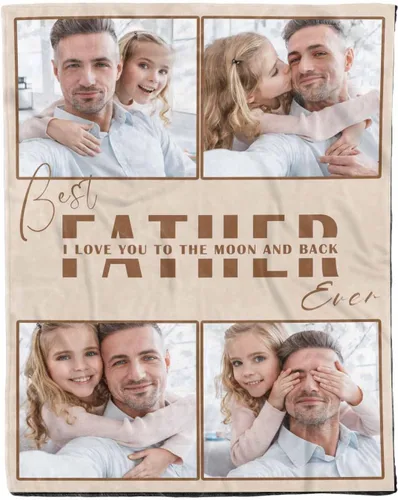 D-Story Mantas para papá, manta de regalo personalizada de hija, manta para el Día del Padre, regalos para papá de parte de la hija, manta con fotos