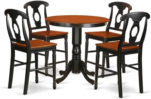 Miniatura 8 de East West Furniture JAKE3-BLK-W Juego de mesa de comedor de 3 piezas de altura de mostrador contiene una mesa de cocina redonda con pedestal y 2