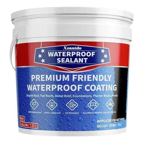 Miniatura 12 de Pintura de poliuretano impermeable negra, 1 galón, revestimiento sellador impermeable para techos planos y metálicos, fundaciones, concretos