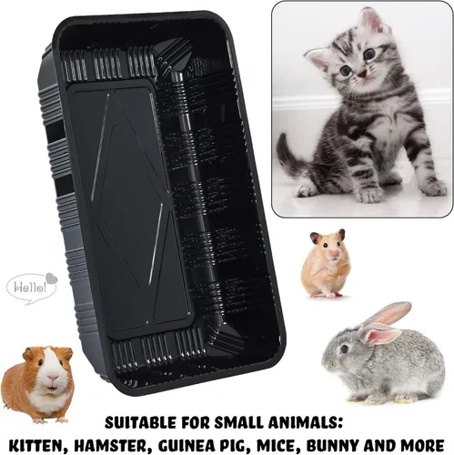 Miniatura 3 de Tessco for you Paquete de 60 cajas de arena desechables para gatos, bandejas de plástico reciclables para viajes de mascotas, 16.7 x 10.5 x 3.4 Negro