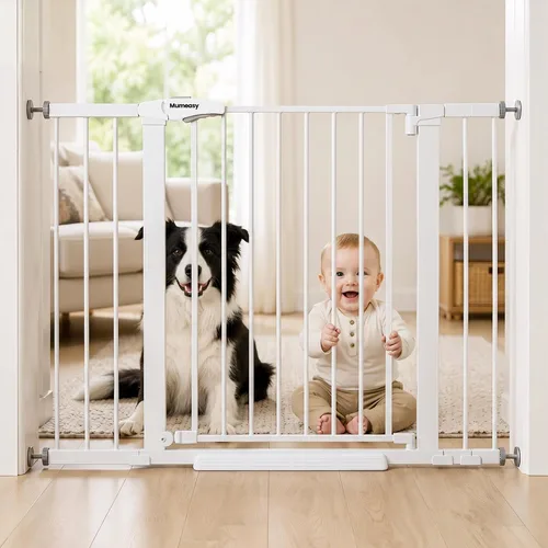 Miniatura 17 de Puerta de bebé para escaleras, puerta de perro con cierre automático de 29.7-43 pulgadas para puertas y pasillos, puerta para mascotas montada a