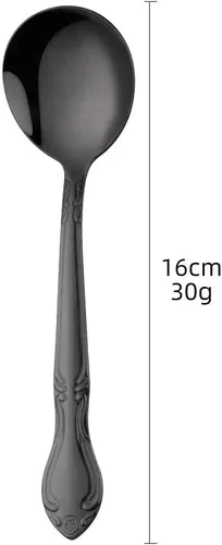 Miniatura 2 de Cucharas de sopa, cucharas redondas de acero inoxidable para caldo con borde de flor, juego de 12 piezas de acero inoxidable para café, azúcar