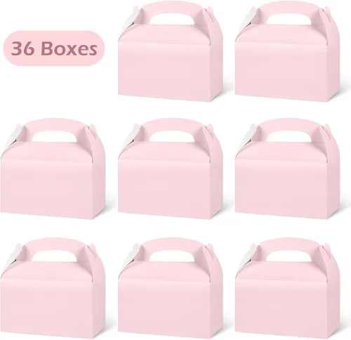 Miniatura 4 de DjinnGlory Paquete de 36 cajas de regalo de fiesta rosas con asa para baby shower, cumpleaños, despedida de soltera, boda, para todas las ocasiones
