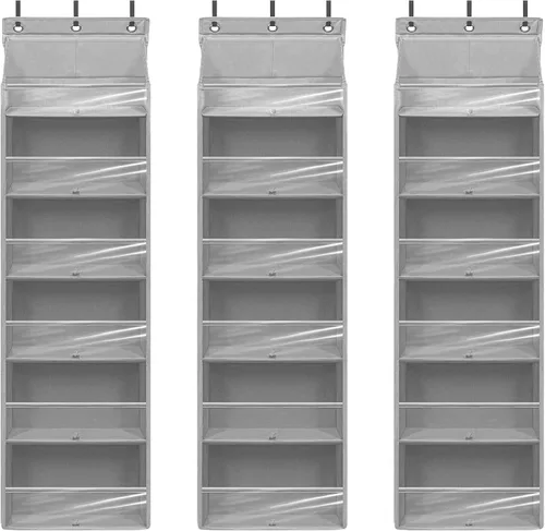 Miniatura 16 de Organizador de puerta con 6 bolsillos extra grandes, 12 bolsillos laterales, estante de almacenamiento resistente para armario, organizador de Beige