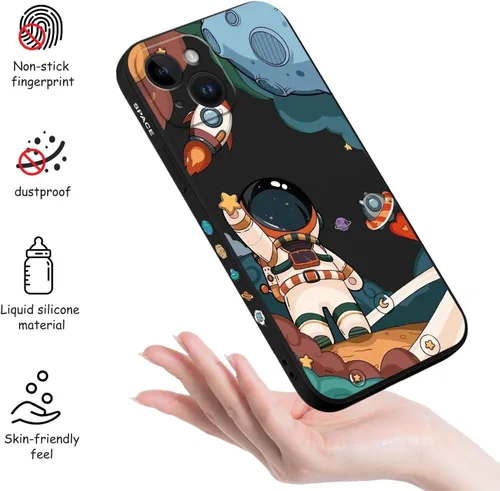 Miniatura 4 de LEECG Funda para iPhone 14 con Patrón de Flores de Mariposa de Astronauta, Forro de Microfibra Suave Anti-Rayones en el Interior, Cubierta