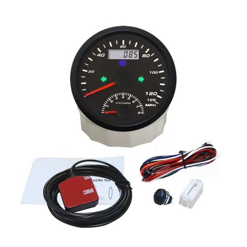 ELING Velocímetro GPS universal de 125 MPH con tacómetro de 8000 RPM para motocicleta, camión, barco, IP67, impermeable, 3 3/8 pulgadas, 3.346 in,