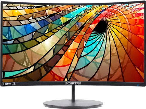 Sceptre 27 pulgadas Pantalla curva LED 75Hz LED C278W-1920R Full HD 1080P puerto de pantalla HDMI, parlantes VGA, Ultra Thin Metal Black, 1800R