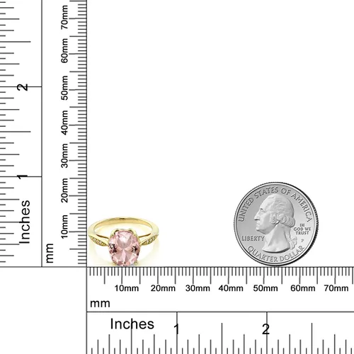 Miniatura 72 de Gem Stone King Anillo de compromiso de oro amarillo de 14 quilates de 2-3 quilates con piedra preciosa ovalada de 0.394 x 0.315 in y diamantes