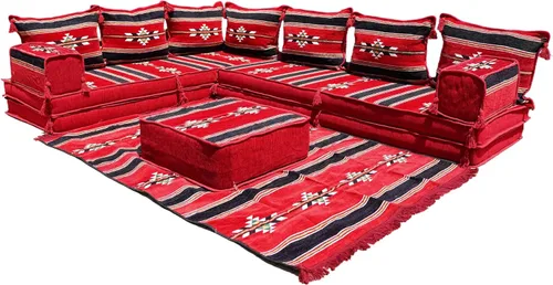 Miniatura 36 de Sofá de piso modular hecho a mano arabicsofa – Asiento oriental Majlis con cojines de respaldo