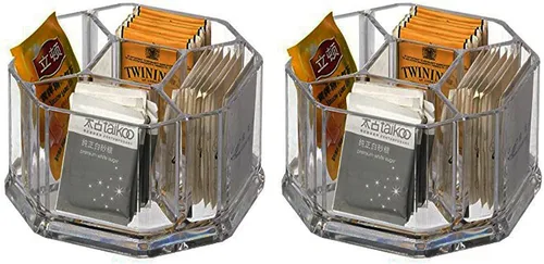 Miniatura 12 de Claro acrílico dos celosías té bolsas titular café azúcar bolsa caso huésped habitación cajas de almacenamiento YTBH-001