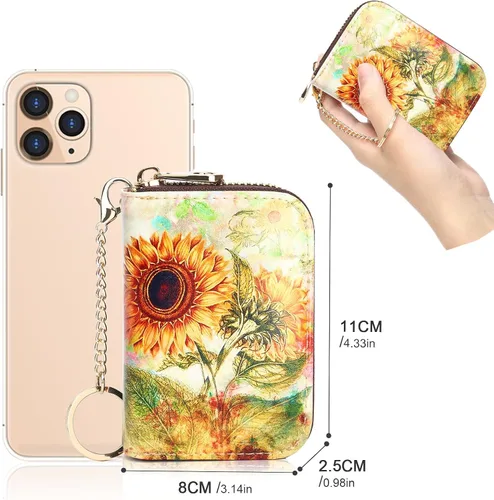 Miniatura 5 de APHISON - Tarjetero con protección RFID, carteras , funda para tarjetas de cuero con cremallera para mujerniñacaja regalo