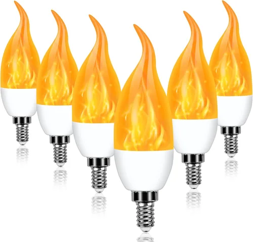 Bombillas LED tipo candelabro E12 con efecto de llama parpadeante - Actualización de bombillas de luz de antorcha con efecto de fuego parpadeante