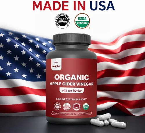 Miniatura 4 de Vinagre de sidra de manzana orgánico con la madre - Cápsulas de 1200 mg para un bienestar óptimo, sin gluten, sin OMG, 120 cápsulas vegetales