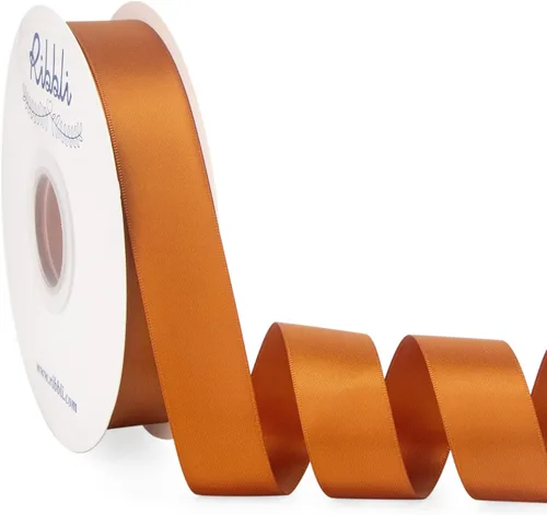 Miniatura 51 de Ribbli - Cinta de satén azul polvoriento de doble cara, 1 pulgada x 50 yardas continuas - Cinta de satén azul polvoriento para envoltura de regalos