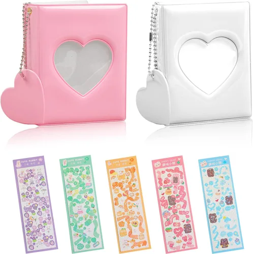 2 carpetas pequeñas para tarjetas fotográficas de 3 pulgadas, álbum de fotos Kpop pequeño, soporte para tarjeta de identificación con 5 hojas de