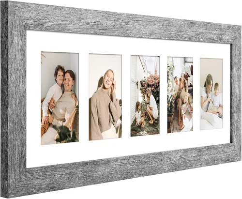 Miniatura 626 de Marcos de Fotos Collage de 13.5X15.5 con 7 Aberturas para Fotos de 4X6, Marco de Fotos Múltiples con Paspartú para Decoración de Pared, Grano
