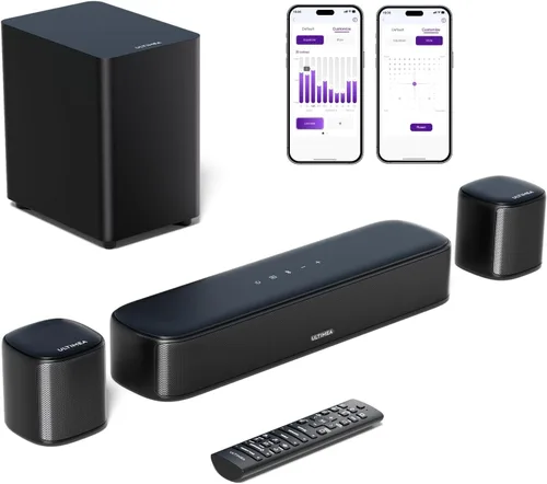 ULTIMEA Barra de sonido de 5.1 canales con subwoofer, sistema de sonido envolvente virtual de cine en casa para TV, barra de sonido con control de