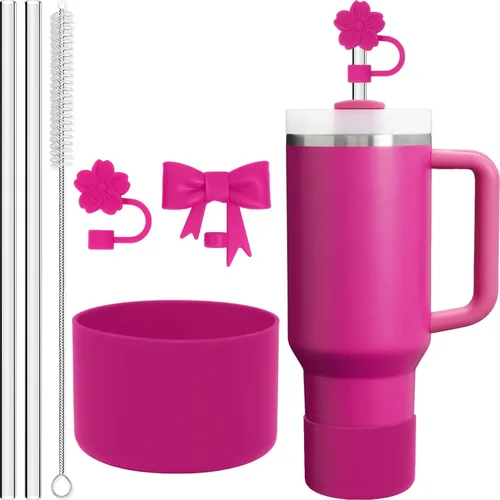 Stanley Cup - Juego de 6 accesorios para vasos de 30/40 onzas, 2 fundas para popotes, 2 popotes de repuesto, 1 cepillo limpiador para pajillas, 1
