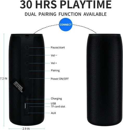 Miniatura 5 de Altavoz Bluetooth, altavoces Bluetooth MusiBaby M88, altavoz inalámbrico, altavoces Bluetooth inalámbricos, doble emparejamiento, Bluetooth 5.0