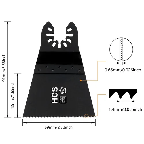 Miniatura 2 de Hojas de sierra oscilante multifunción de acero de alto carbono estándar de 2-1/2 pulgadas de ancho E-Cut, cuchillas multiherramienta de ajuste