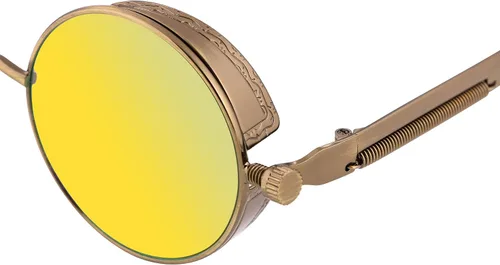Miniatura 6 de FEISEDY Gafas de sol retro góticas steampunk marco de metal redondo círculo punk inspirado sombra hombres B1857