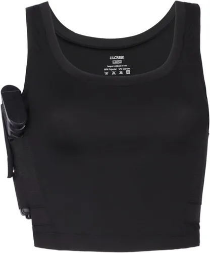 Lilcreek Women's Concealed Carry Crop Tank Tops,Undercover Handgun CCW Tactical Gun Holster Shirt Clothing